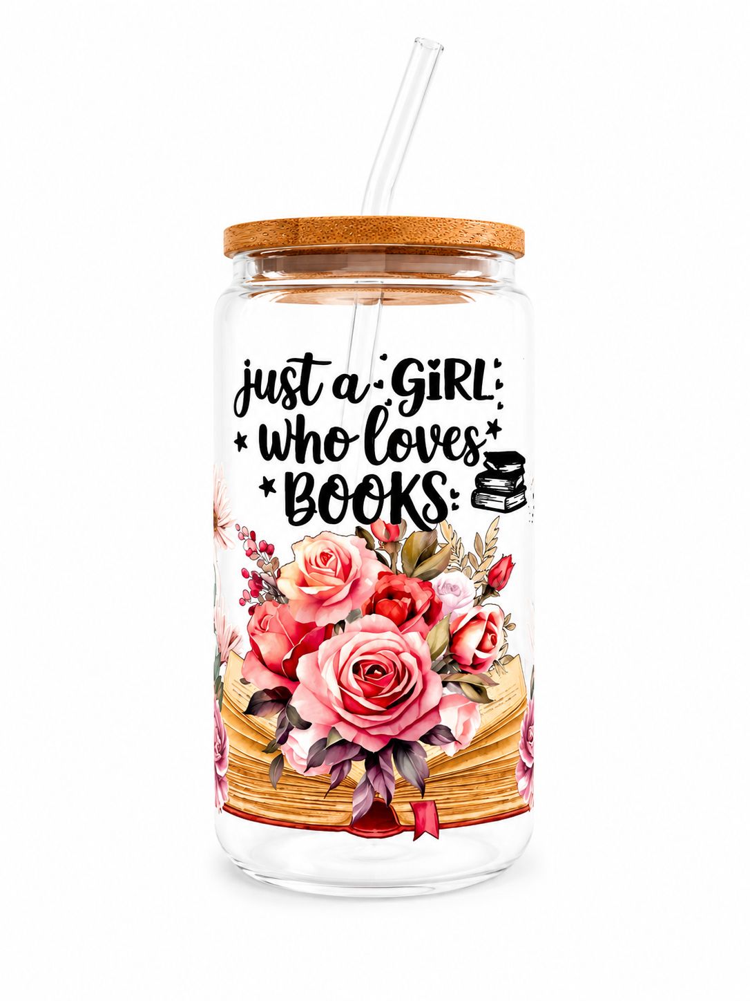 Just a Girl who loves books - 16oz Glass cup