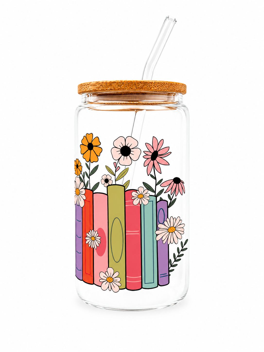 Floral book Lover Glass cup