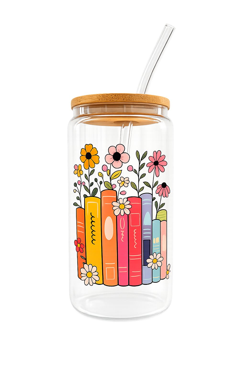 Floral book Lover Glass cup